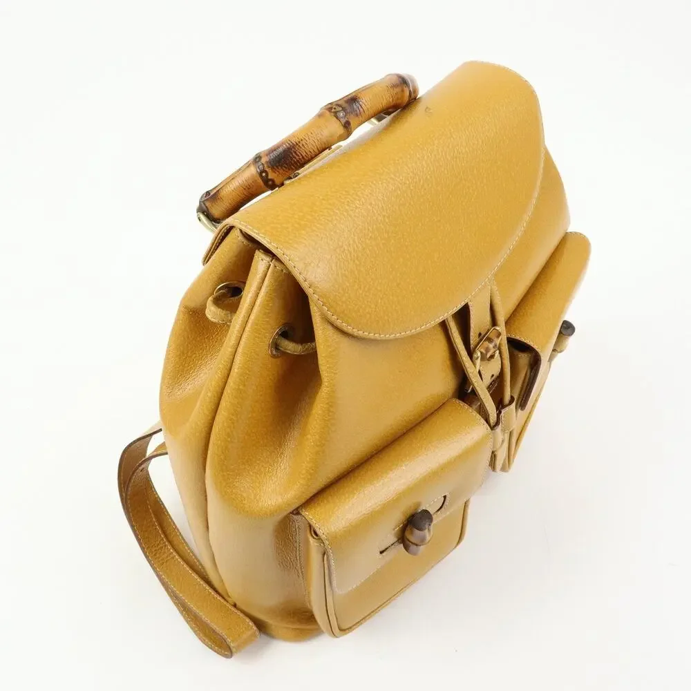 Gucci Bamboo Calfskin Backpack Yellow